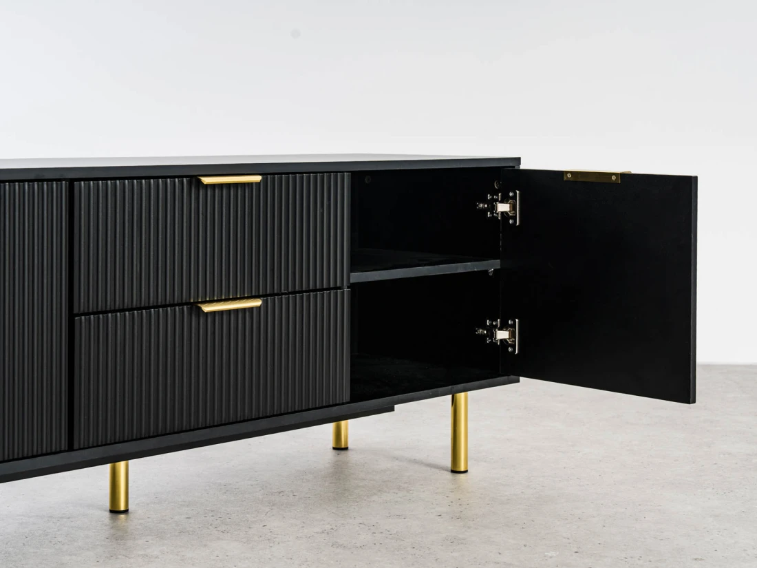 Armadio RTV 140 cm con cassetti e ante Riff nero