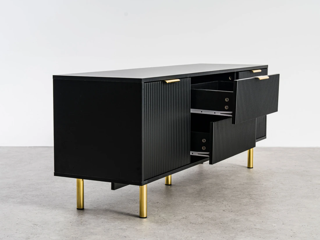 Armadio RTV 140 cm con cassetti e ante Riff nero