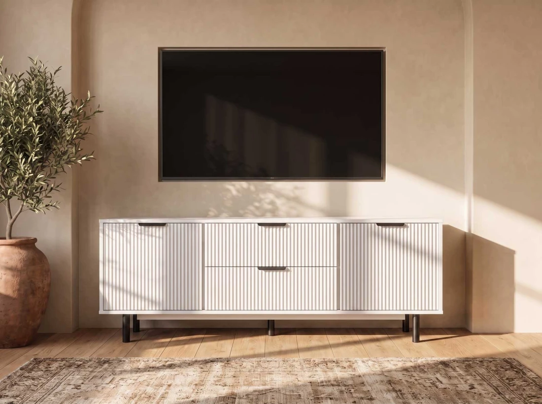 Armadio RTV 140 cm con cassetti e ante Riff bianco