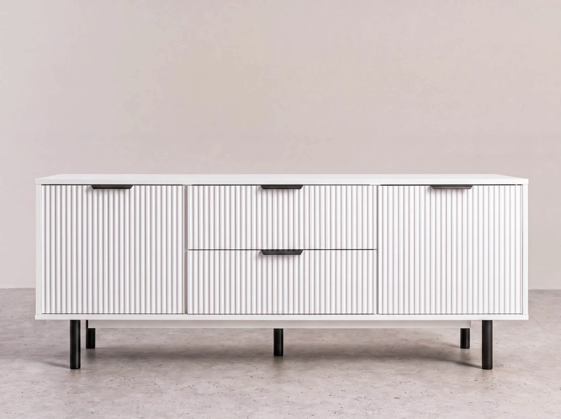 Armadio RTV 140 cm con cassetti e ante Riff bianco