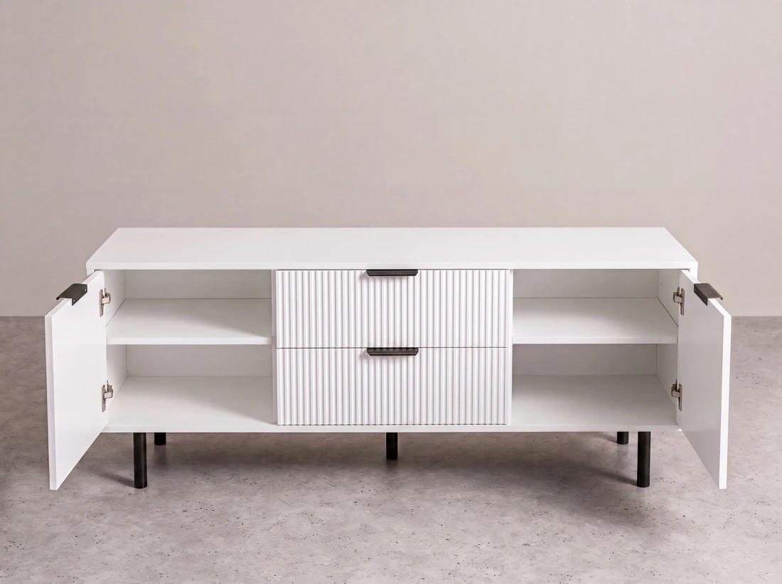 Armadio RTV 140 cm con cassetti e ante Riff bianco