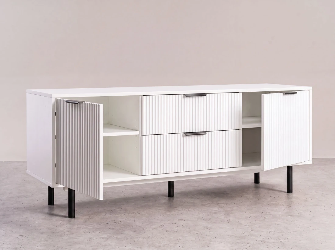 Armadio RTV 140 cm con cassetti e ante Riff bianco