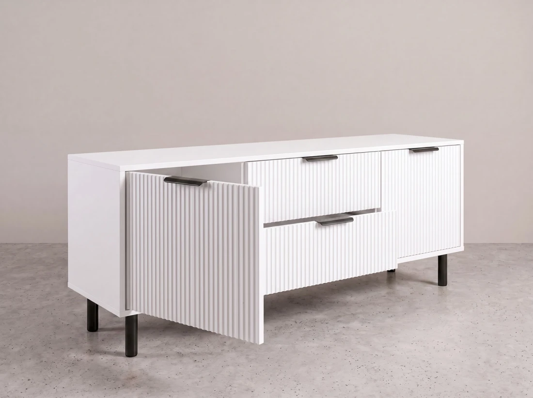 Armadio RTV 140 cm con cassetti e ante Riff bianco