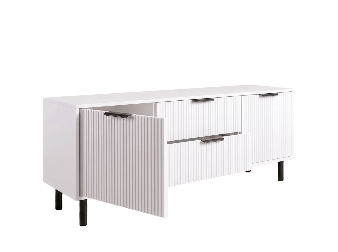 Armadio RTV 140 cm con cassetti e ante Riff bianco