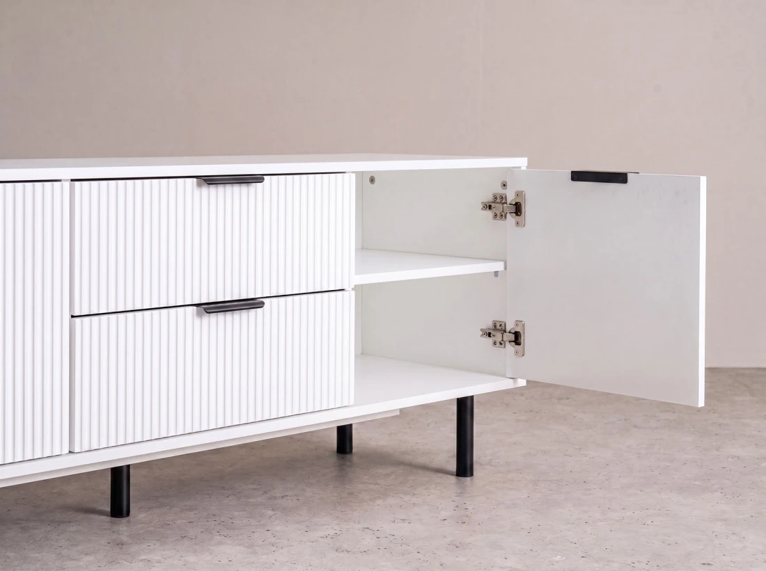 Armadio RTV 140 cm con cassetti e ante Riff bianco