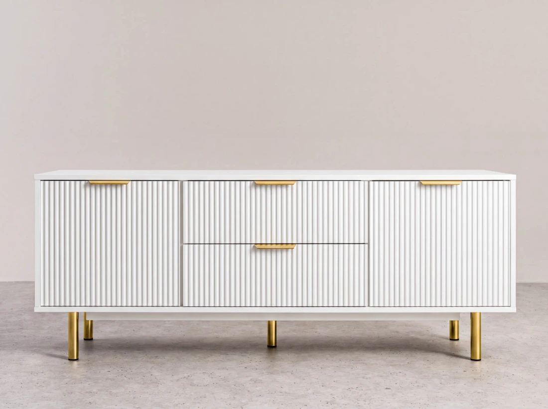 Armadio RTV 140 cm con cassetti e ante Riff bianco