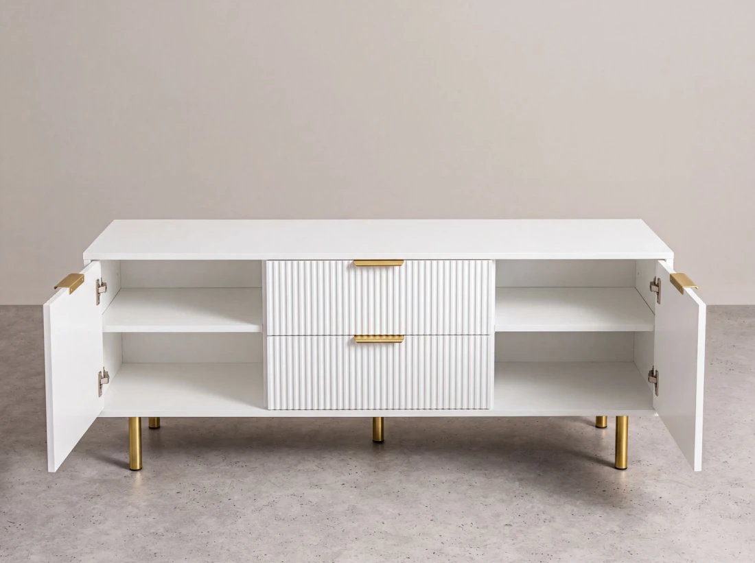 Armadio RTV 140 cm con cassetti e ante Riff bianco