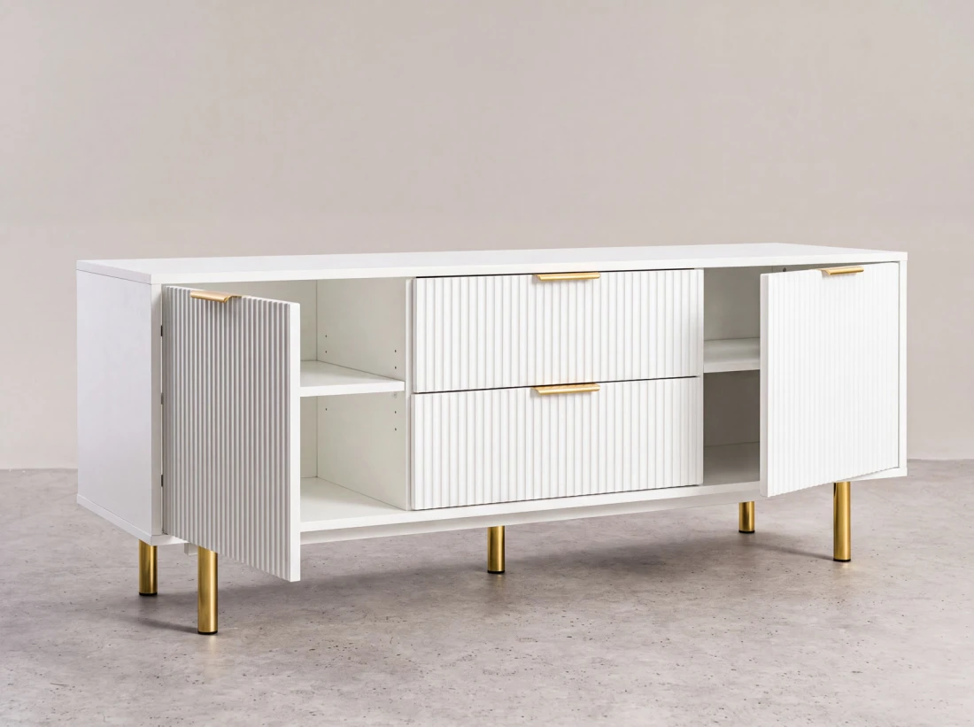 Armadio RTV 140 cm con cassetti e ante Riff bianco