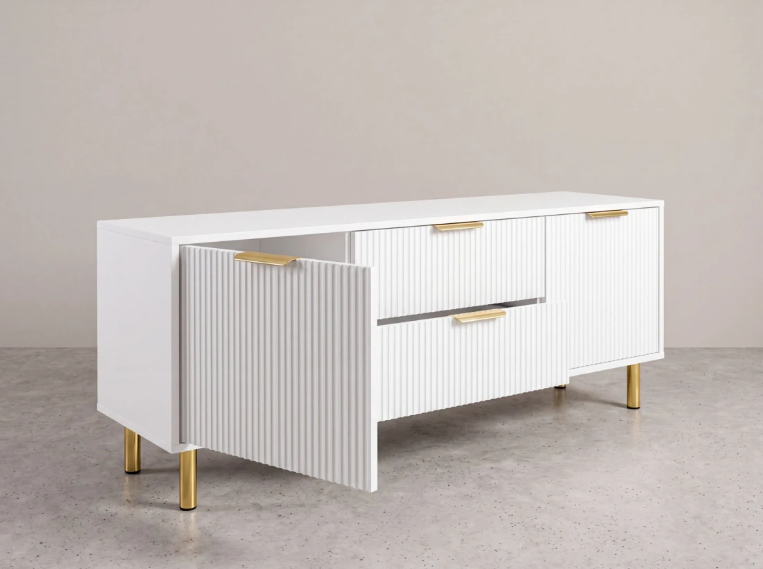 Armadio RTV 140 cm con cassetti e ante Riff bianco