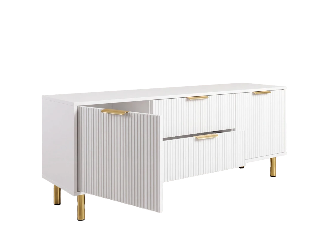 Armadio RTV 140 cm con cassetti e ante Riff bianco