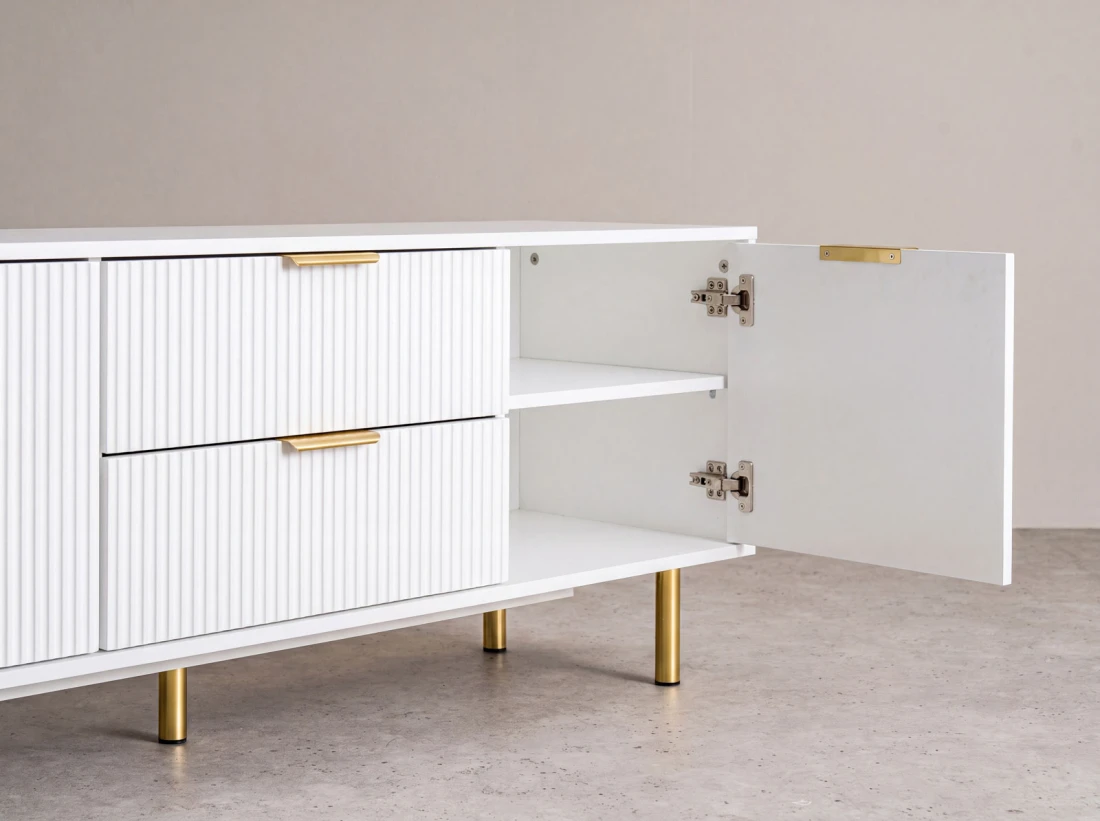 Armadio RTV 140 cm con cassetti e ante Riff bianco