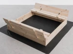 Sabbiera in legno con coperchio 120×120 cm – non verniciata