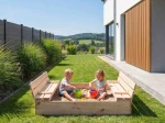 Sabbiera in legno con coperchio 120×120 cm – non verniciata