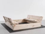 Sabbiera in legno con coperchio 120×120 cm – non verniciata