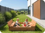 Sabbiera in legno con coperchio 120×120 cm – impregnata