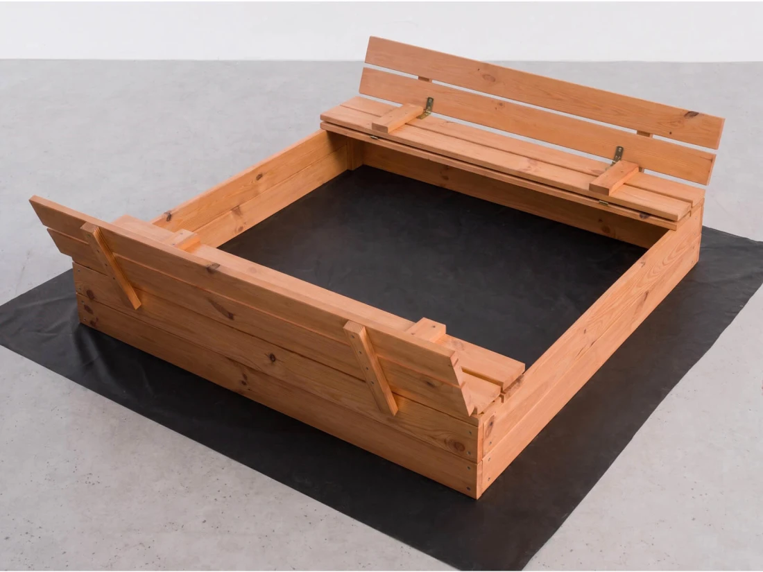 Sabbiera in legno con coperchio 120×120 cm – impregnata