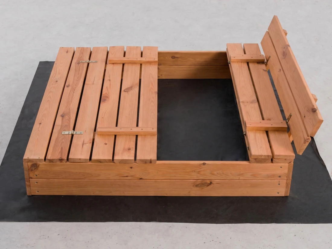 Sabbiera in legno con coperchio 120×120 cm – impregnata