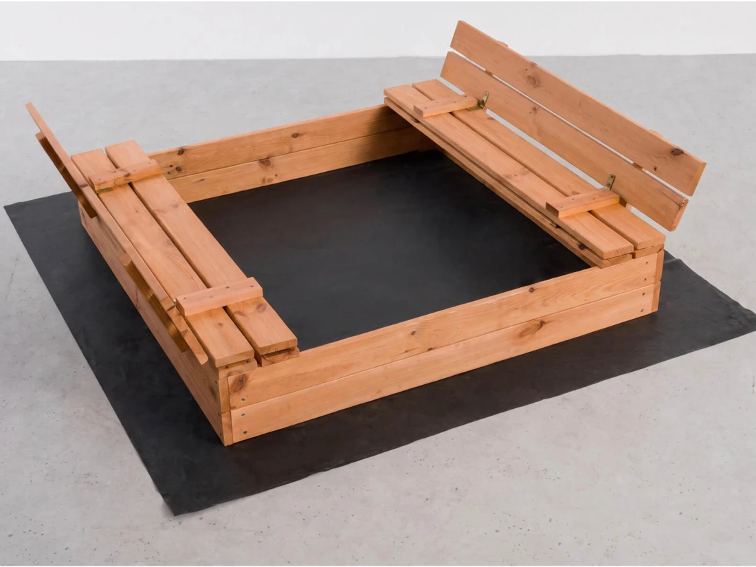 Sabbiera in legno con coperchio 120×120 cm – impregnata