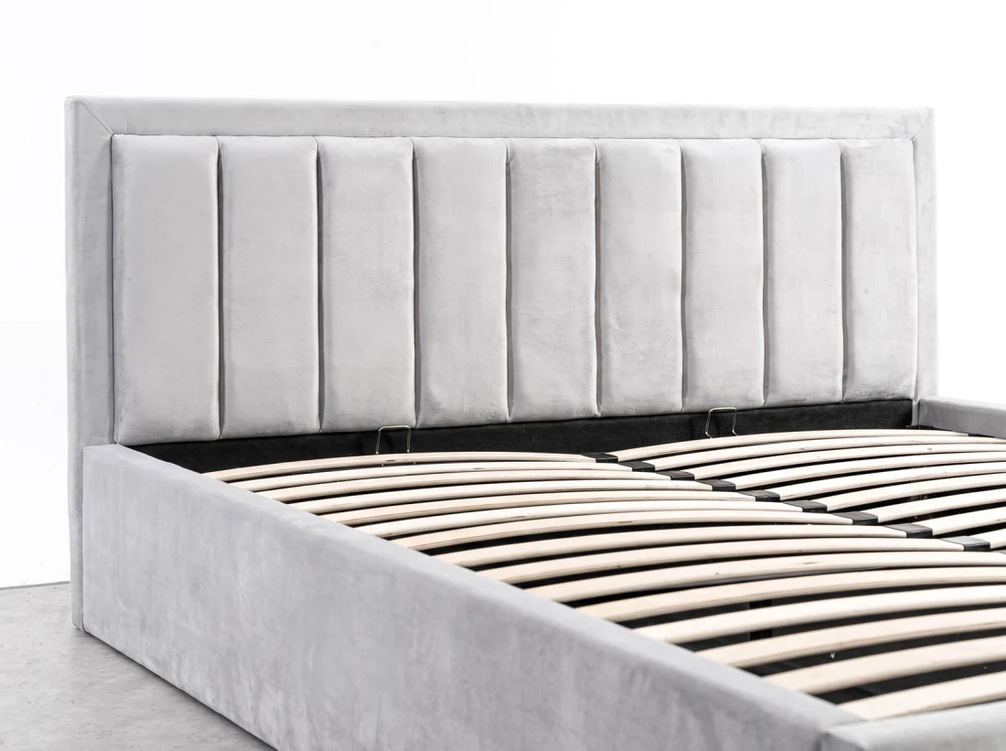 Letto matrimoniale 120x200 imbottito con contenitore TOP line 9 Bluvel 03 Grigio