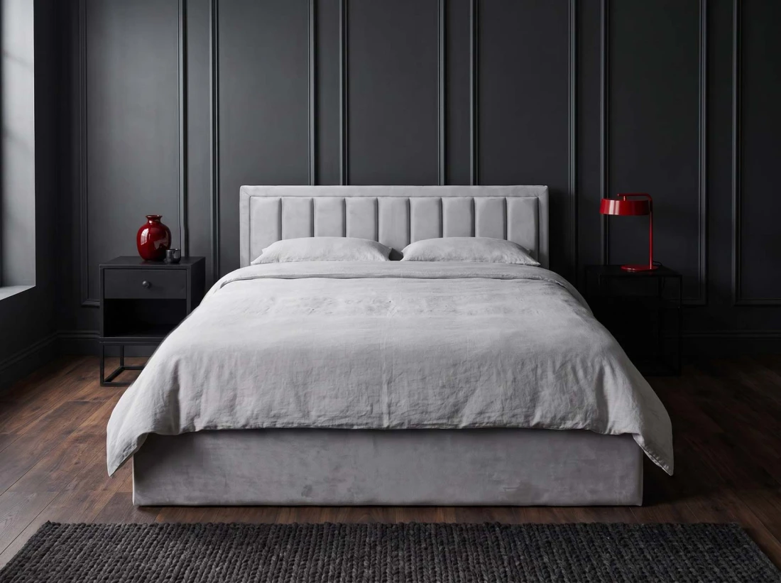 Letto matrimoniale 120x200 imbottito con contenitore TOP line 9 Bluvel 03 Grigio