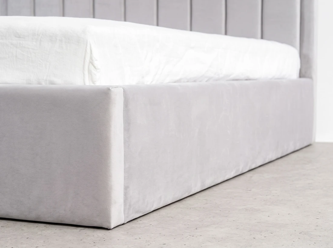 Letto matrimoniale 140x200 imbottito con contenitore TOP line 9 Bluvel 03 Grigio