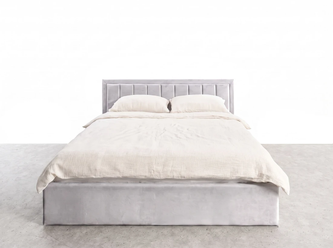 Letto matrimoniale 140x200 imbottito con contenitore TOP line 9 Bluvel 03 Grigio