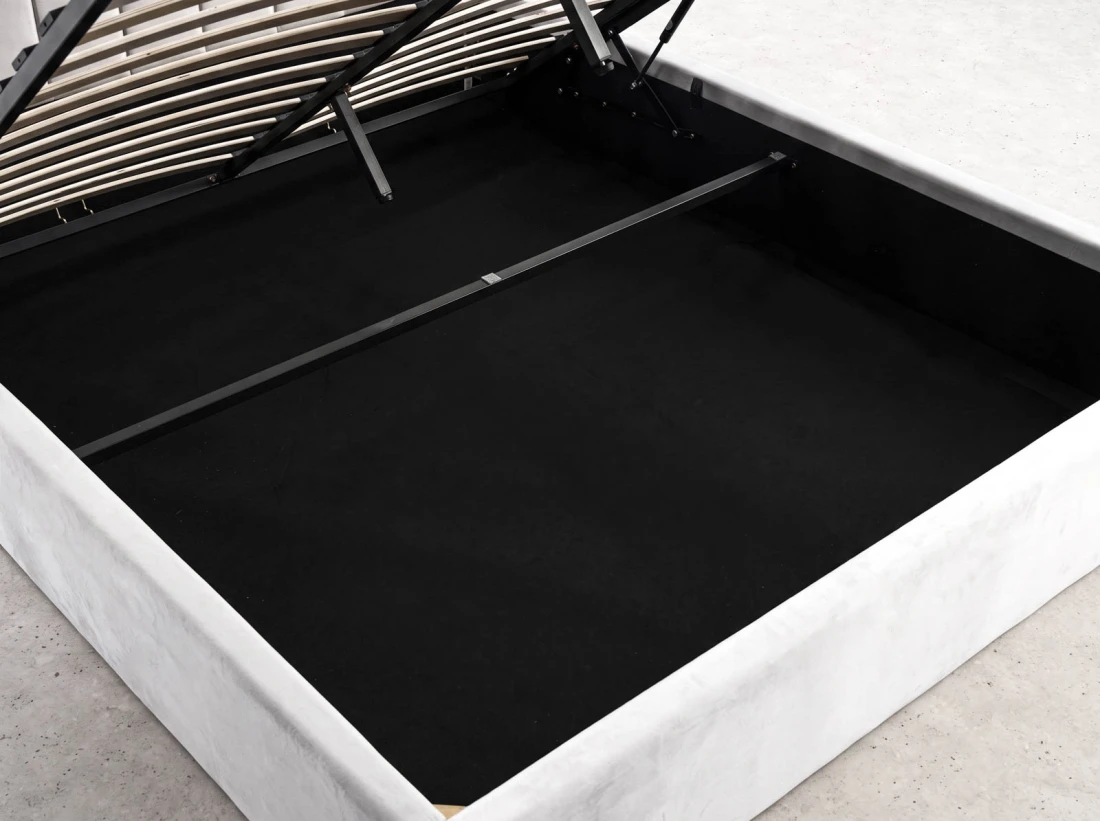 Letto matrimoniale 160x200 imbottito con contenitore TOP line 9 Bluvel 03 Grigio