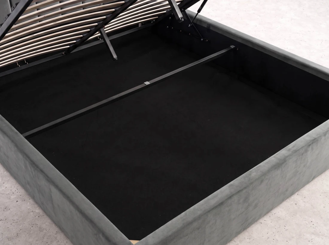 Letto matrimoniale 140x200 imbottito con contenitore TOP line 9 Bluvel 18 Grafite
