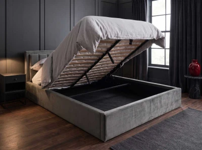 Letto matrimoniale 160x200 imbottito con contenitore TOP line 9 Bluvel 18 Grafite