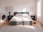 Letto matrimoniale 160x200 imbottito con contenitore TOP line 9 Bluvel 18 Grafite