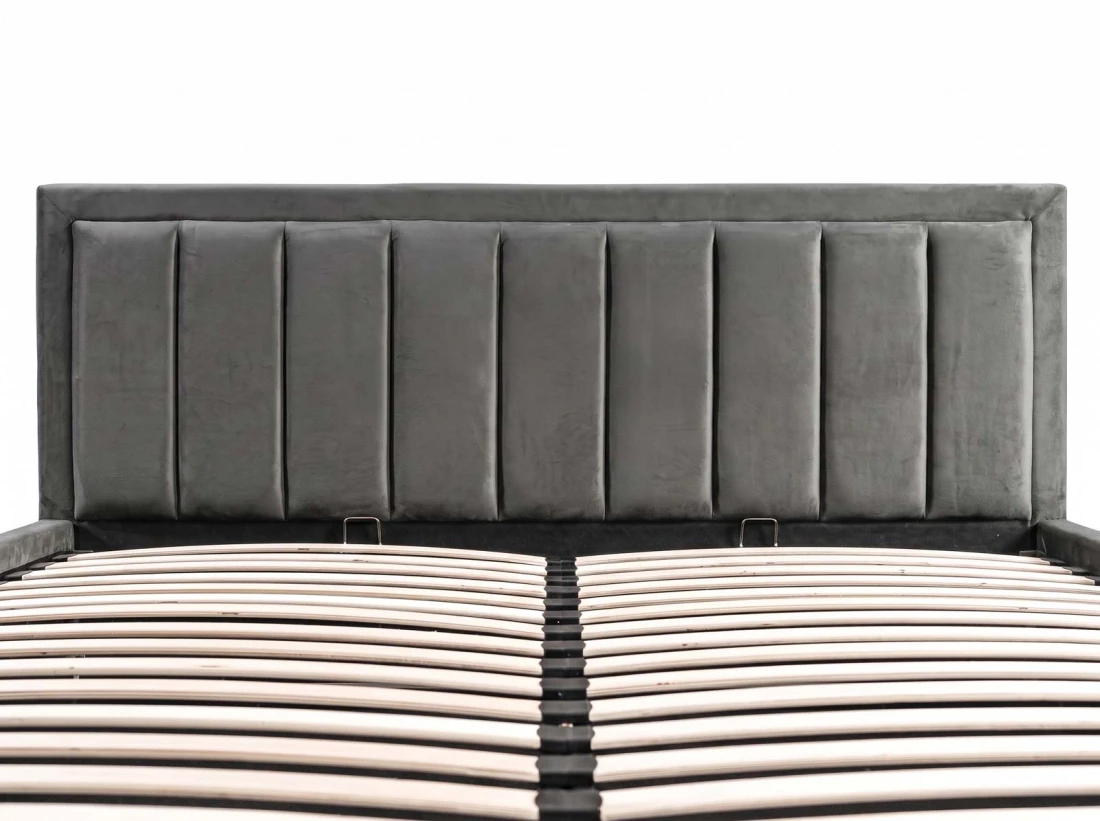 Letto matrimoniale 160x200 imbottito con contenitore TOP line 9 Bluvel 18 Grafite