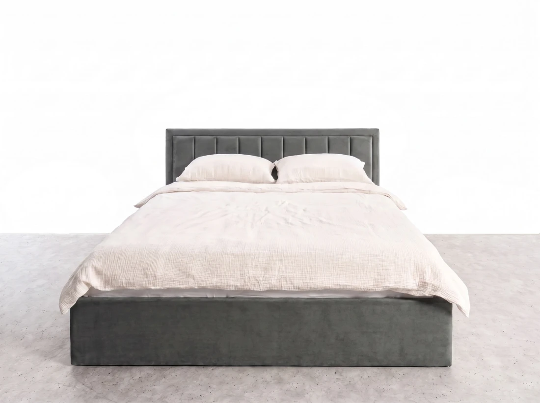 Letto matrimoniale 180x200 imbottito con contenitore TOP line 9 Bluvel 18 Grafite