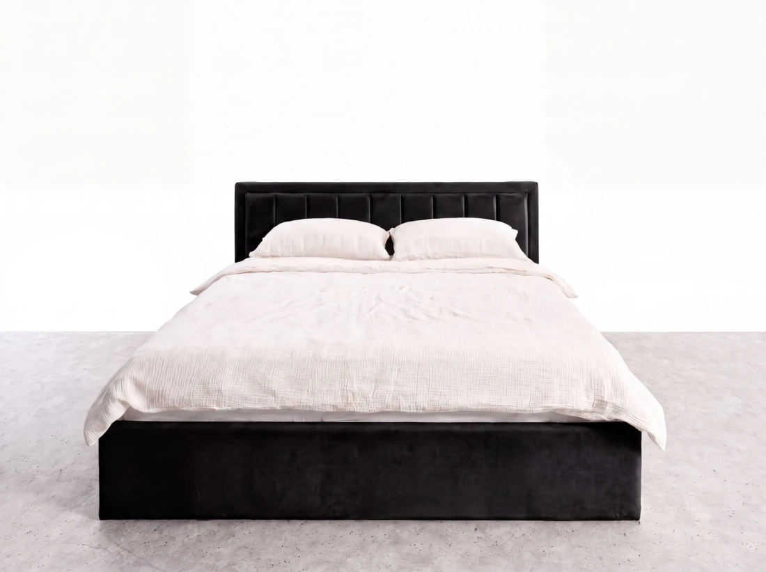Letto matrimoniale 120x200 imbottito con contenitore TOP line 9 Bluvel 19 Nero