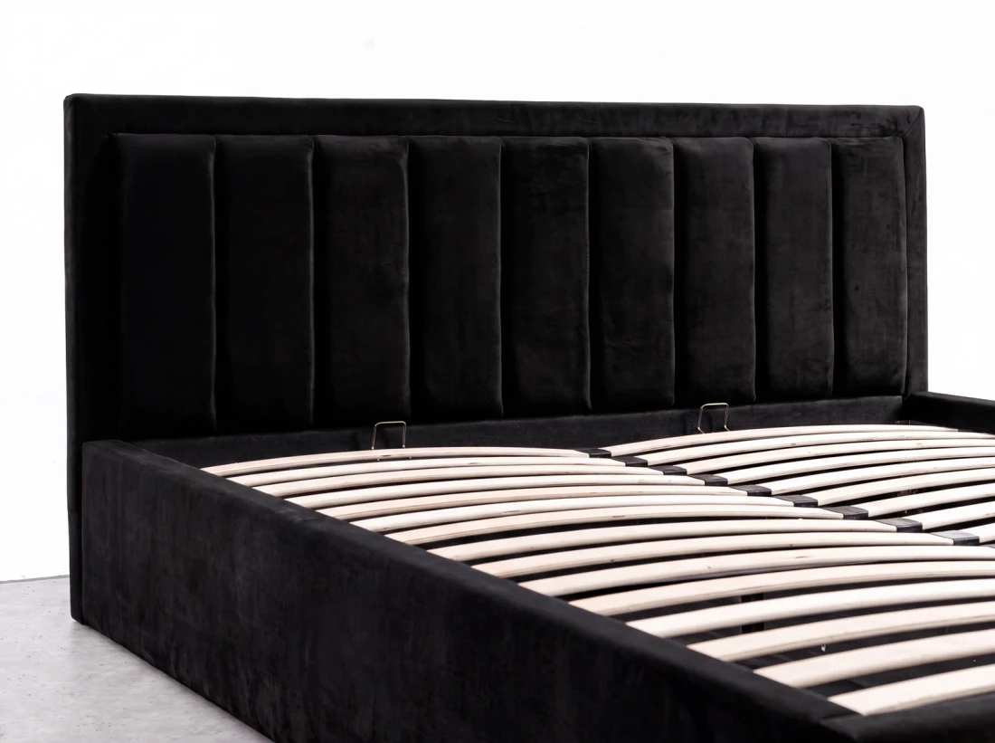 Letto matrimoniale 120x200 imbottito con contenitore TOP line 9 Bluvel 19 Nero