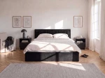 Letto matrimoniale 140x200 imbottito con contenitore TOP line 9 Bluvel 19 Nero