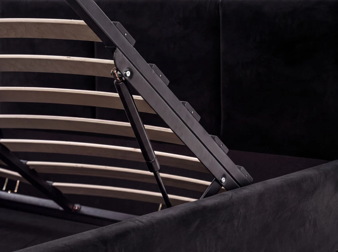 Letto matrimoniale 140x200 imbottito con contenitore TOP line 9 Bluvel 19 Nero