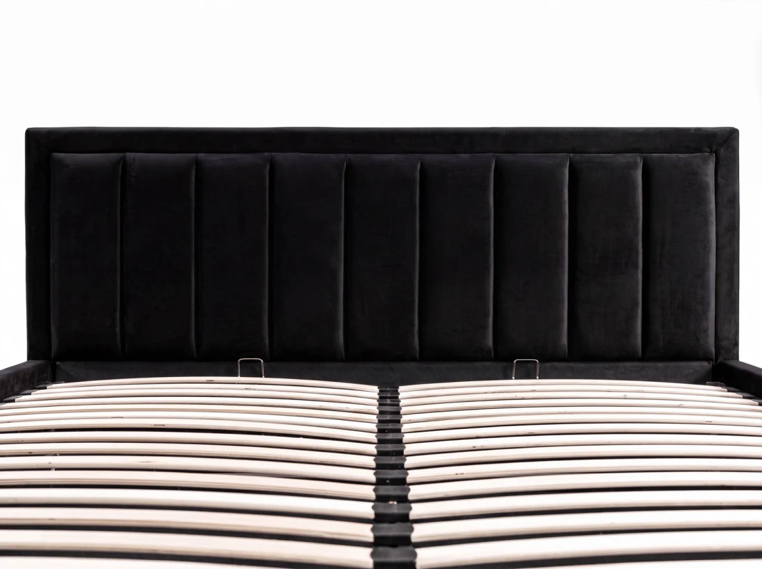 Letto matrimoniale 160x200 imbottito con contenitore TOP line 9 Bluvel 19 Nero