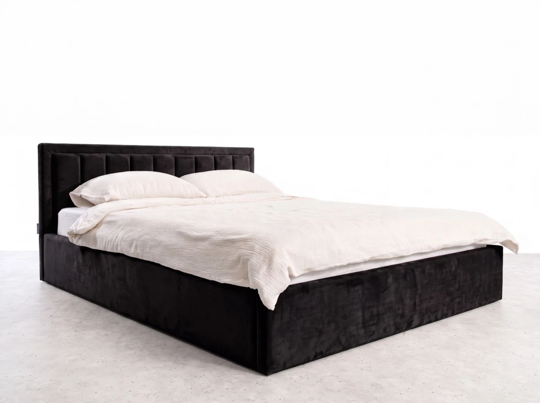 Letto matrimoniale 180x200 imbottito con contenitore TOP line 9 Bluvel 19 Nero