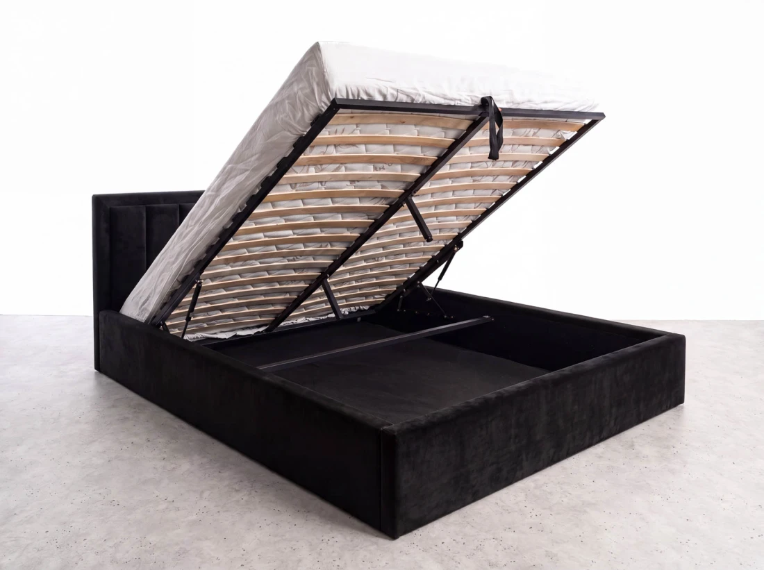 Letto matrimoniale 180x200 imbottito con contenitore TOP line 9 Bluvel 19 Nero