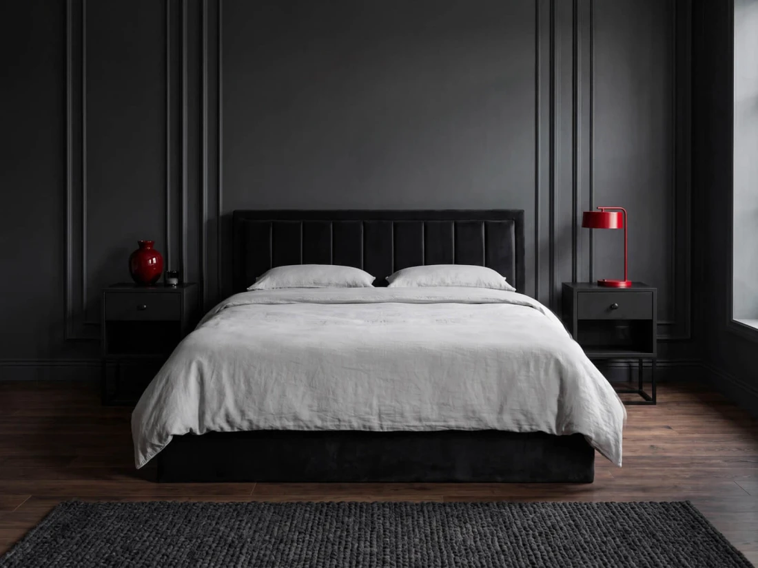 Letto matrimoniale 180x200 imbottito con contenitore TOP line 9 Bluvel 19 Nero