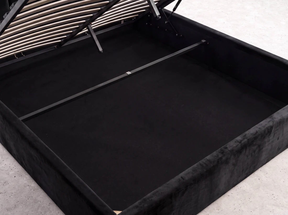 Letto matrimoniale 180x200 imbottito con contenitore TOP line 9 Bluvel 19 Nero