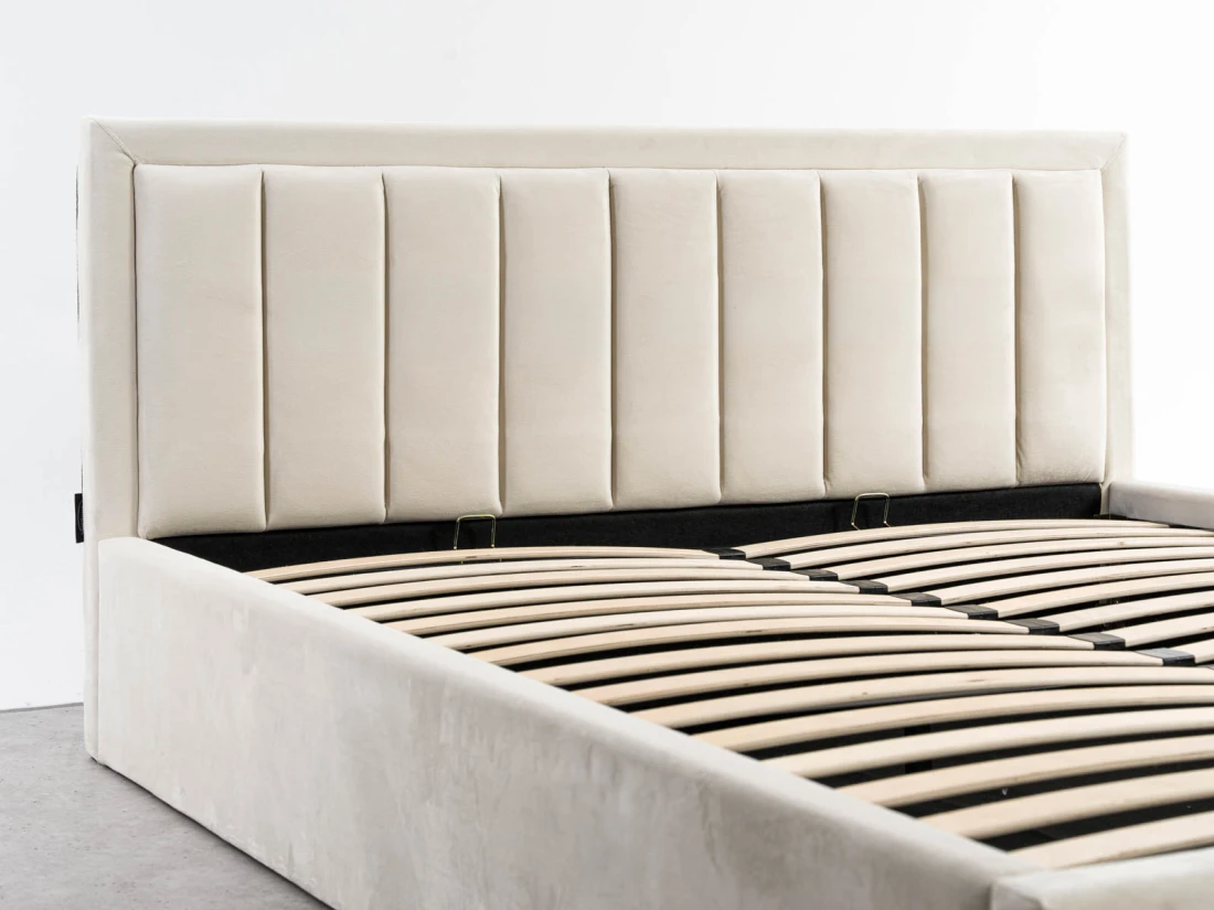 Letto matrimoniale 120x200 imbottito con contenitore TOP line 9 Bluvel 22 Beige