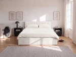 Letto matrimoniale 120x200 imbottito con contenitore TOP line 9 Bluvel 22 Beige