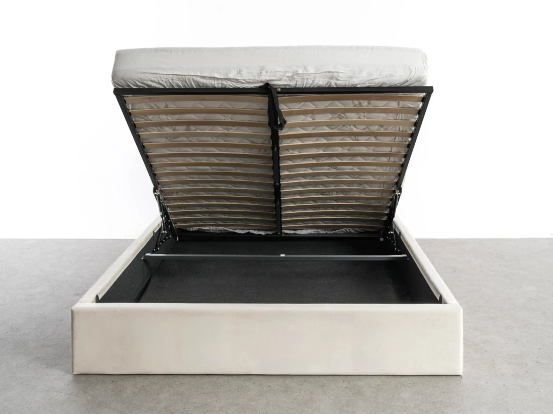 Letto matrimoniale 120x200 imbottito con contenitore TOP line 9 Bluvel 22 Beige