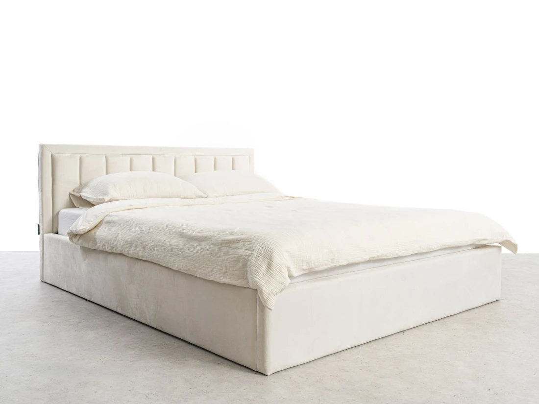 Letto matrimoniale 160x200 imbottito con contenitore TOP line 9 Bluvel 22 Beige