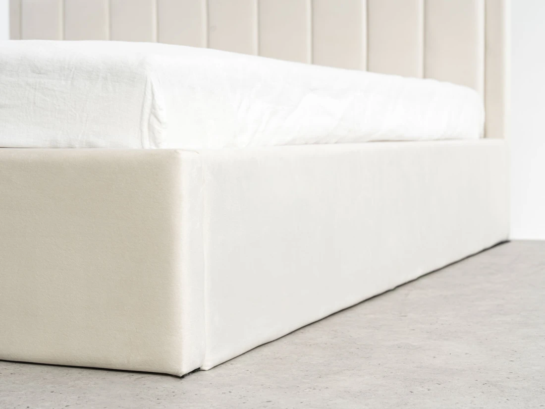 Letto matrimoniale 160x200 imbottito con contenitore TOP line 9 Bluvel 22 Beige