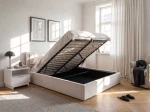 Letto matrimoniale 180x200 imbottito con contenitore TOP line 9 Bluvel 22 Beige