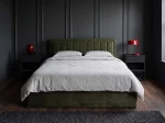 Letto matrimoniale 160x200 imbottito con contenitore TOP line 9 Bluvel 77 Oliva