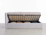 Divano singolo imbottito 90x200 con contenitore con struttura, Leo Bluvel 03 Grigio