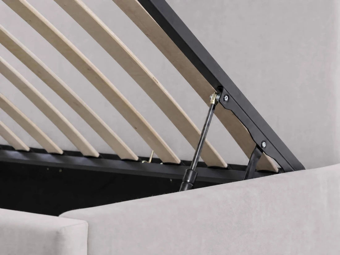 Divano singolo imbottito 90x200 con contenitore con struttura, Leo Bluvel 03 Grigio